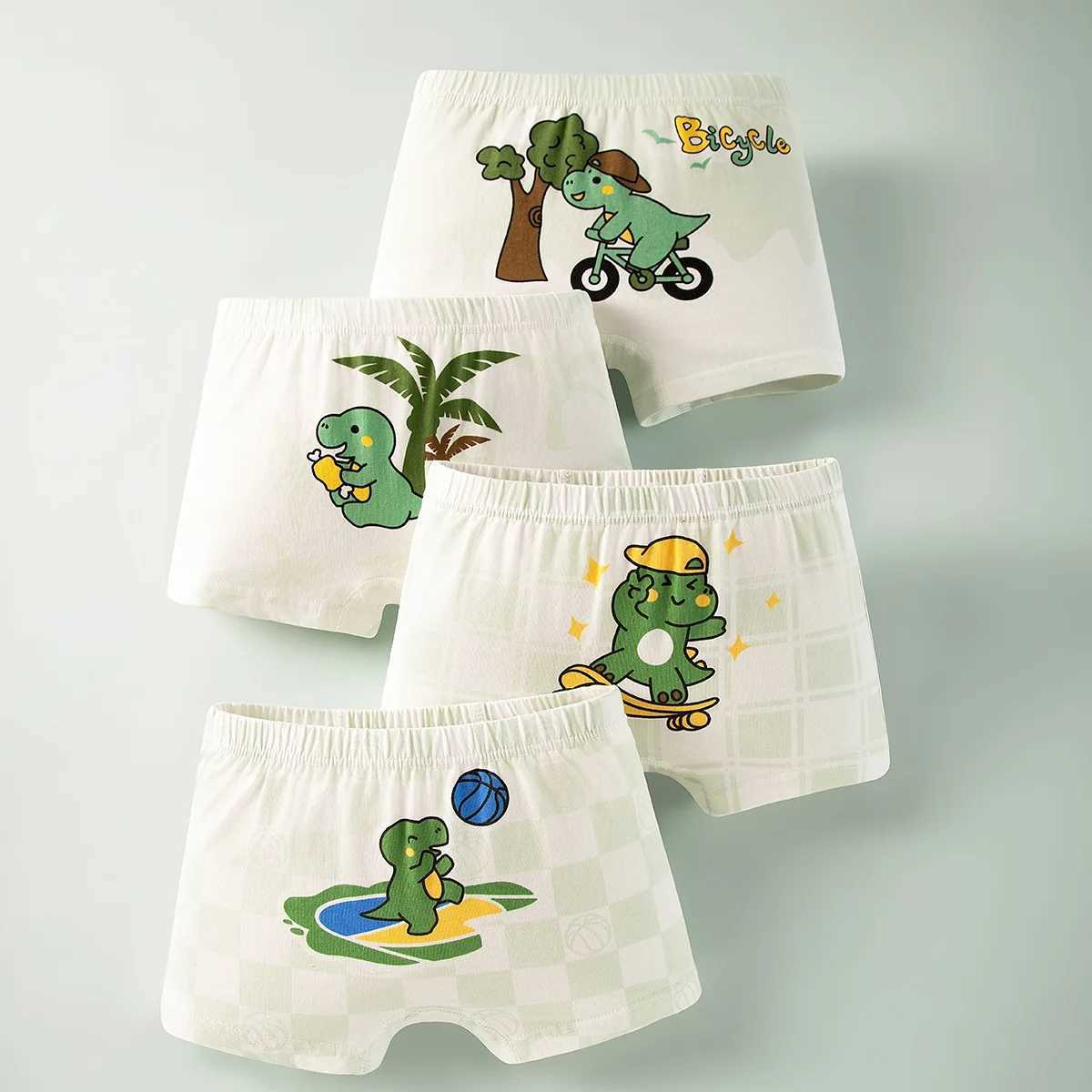 4pcs Cotton Boys Boxer Brief Cool Excavator Pattern Kids Boxers Breathable Childrens Underwear Baby Bottom Panty Student Panties J251021