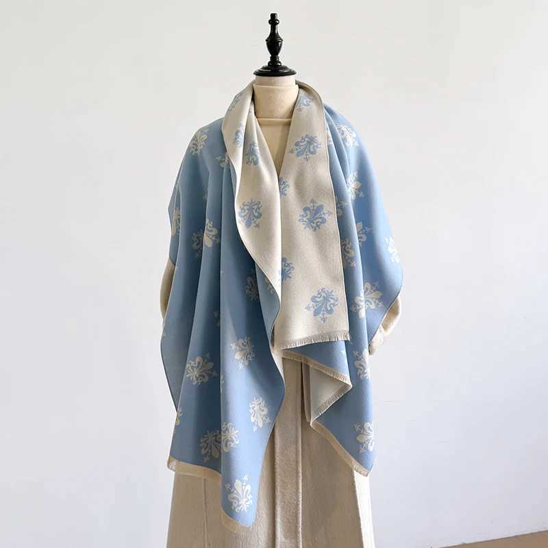 Womens Winter Luxury Thick Warm Pashmina Wrap Imitation Cashmere Scarf with Star Jacquard Design for Casual Wear W251021