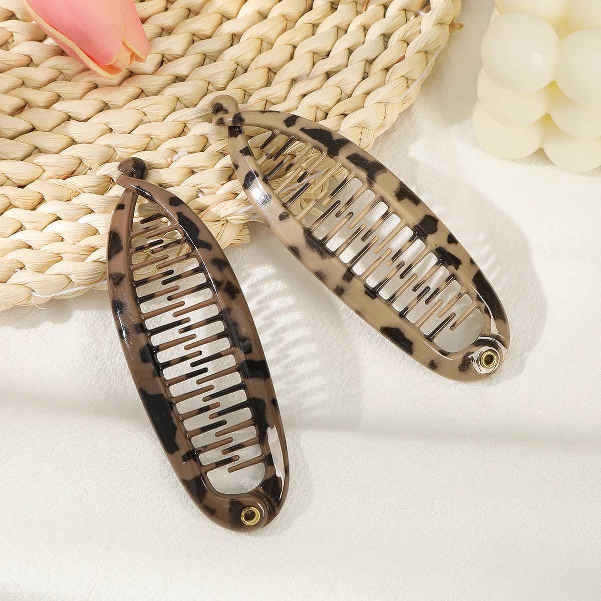 AWAYTR Leopard Fish Hairpin Handmade Banana Hair Clips Comb Clamp Girl Hair Accessories Festival Gift Valentine HeadwearW254021