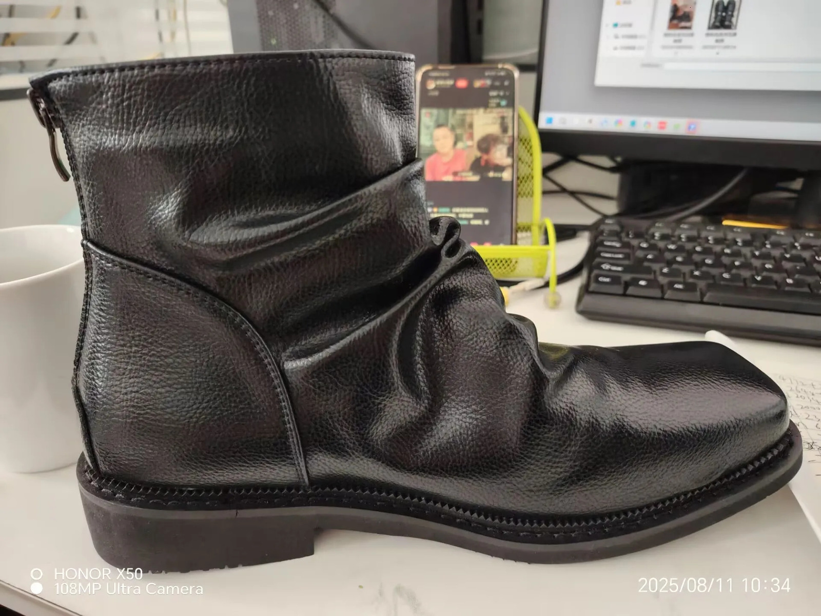After The Zipper Explosion Helps Square Head Trendy Mens Leather Casual British Style Platform Chelsea Boots251020