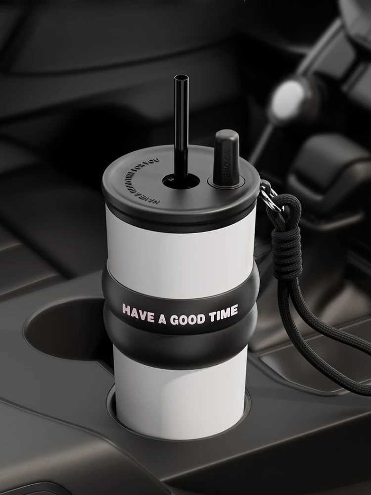 710ml Thermos Bottle Straw Cup 316 Stainless Steel Coffee Cup Cold and Hot Insated Cup Portable Car Vacuum Flask Y251021