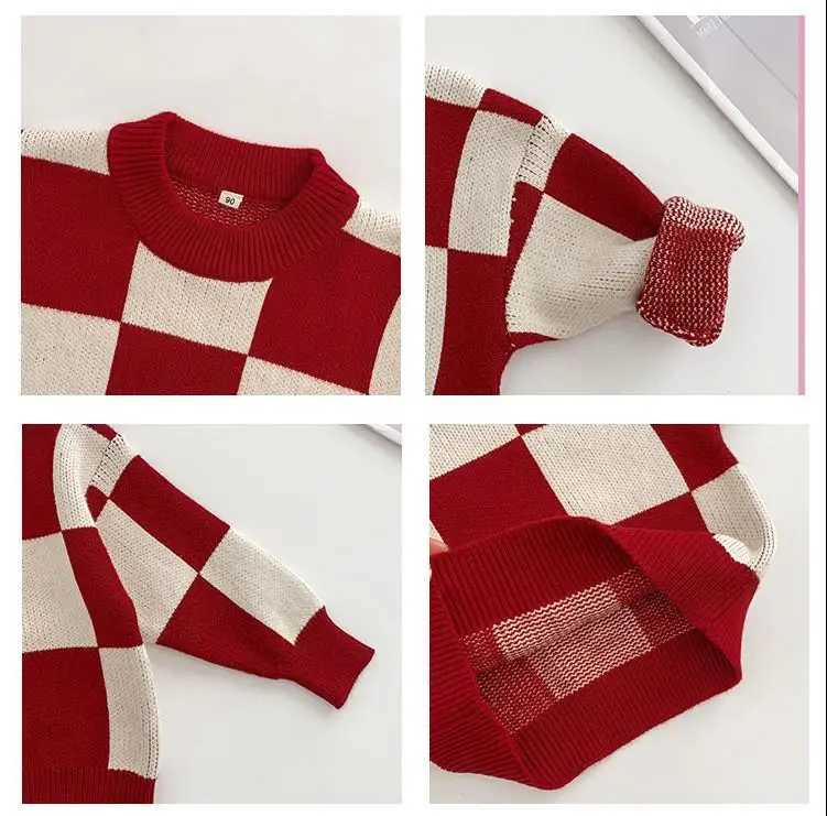 Parent Child Autumn Winter Knitwear Top Family Matches Plaid Knitting Mother Dad Childrens Clothes Fashion Checkerboard Sweater L251021SKV9