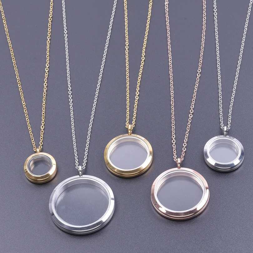 Round Pendant Necklace Locket Charm Stainless Steel Necklaces For Women Men Jewelry Chain Around Neck Necklace Decoration GiftsXJ251018