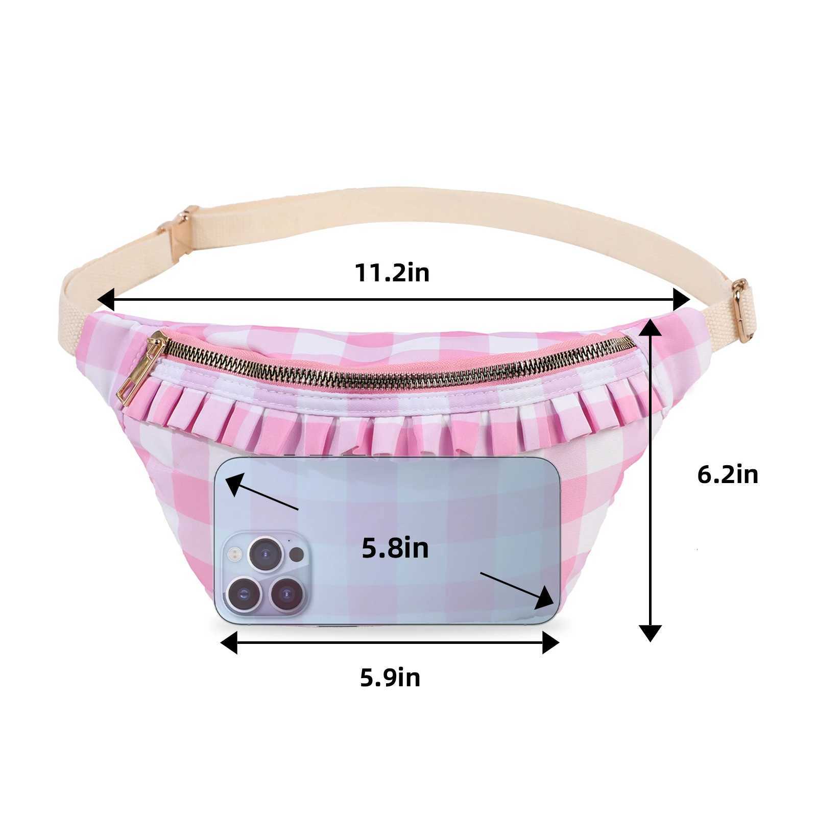 Ruffle Fanny Pack Nylon Gingham Belt Bag Women Stripe Waist Pack Bum Bag Zipper Adjustable Lightweight WaterResistant Z251021