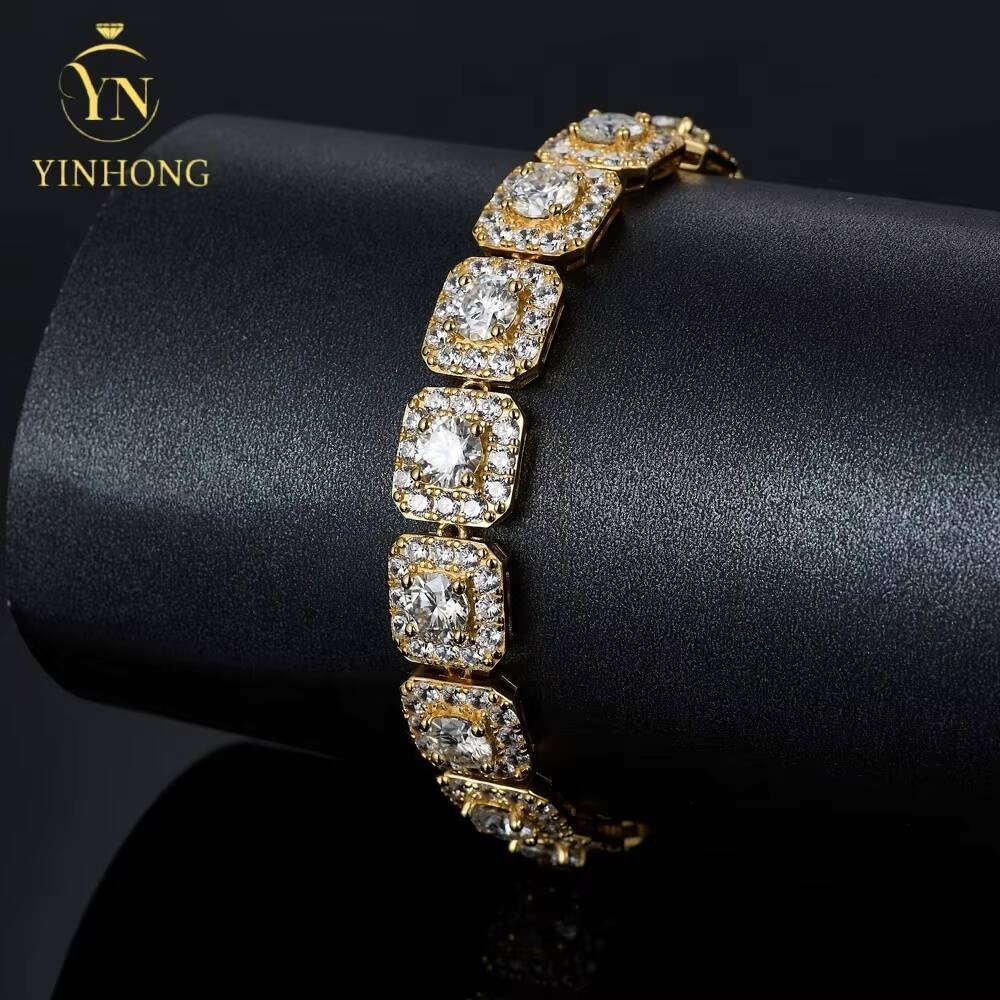 Fine Jewelry Iced Out Silver 925 Moissanite Pass Diamond Test Bracelets 18k Gold Plated Fine Jewelry