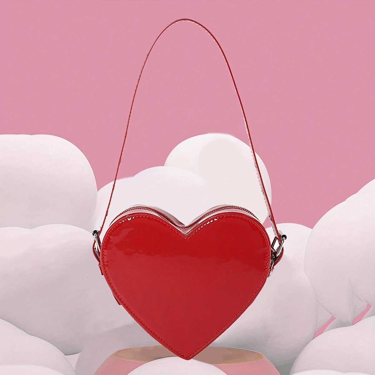 Y2K style trend personality heartshaped shoulder bag simple solid color adjustable shoulder strap handbag fashion underarm bag Z251018
