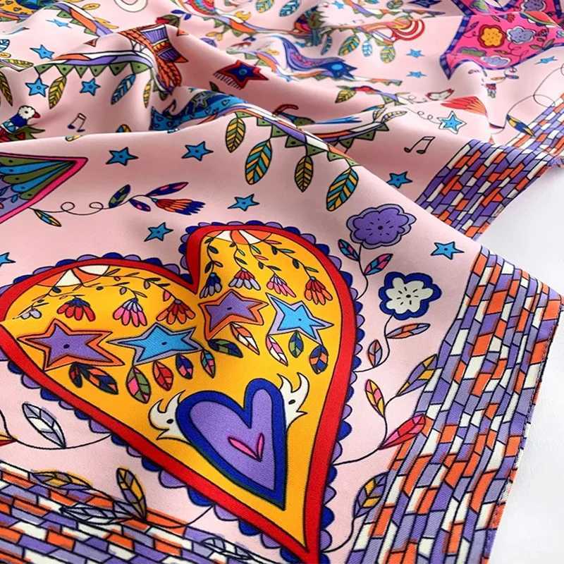 90x90cm Square Scarf for Wen Shawls and Wraps Luxury Print Neck Scarves Hijab BandanaW251021