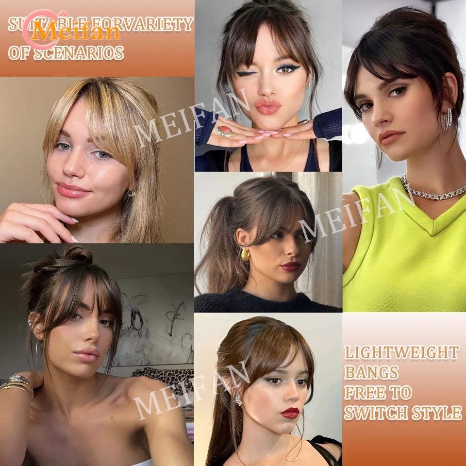 Lightweight Air Bangs Middle Part Natural Front Forehead Invisible Hair Patch Round Face French Bangs Fake Bangs For Women 251014