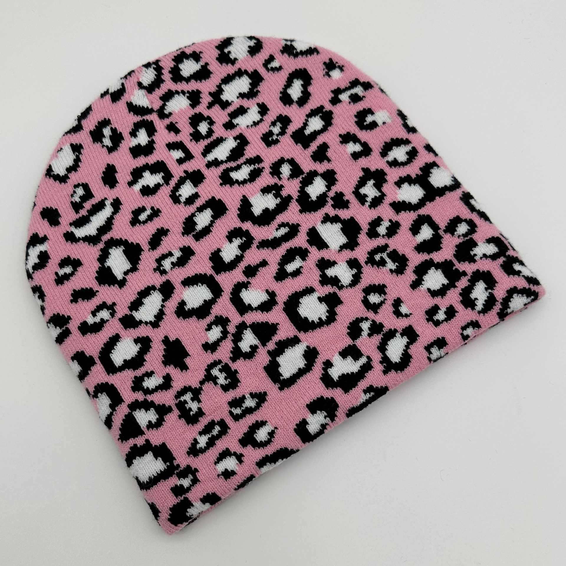 Leopard Print Jacquard Hat Fashion Womens Knitted Hat Autumn Winter Travel Pullover Beanie Street Style Hiphop Hat H251020