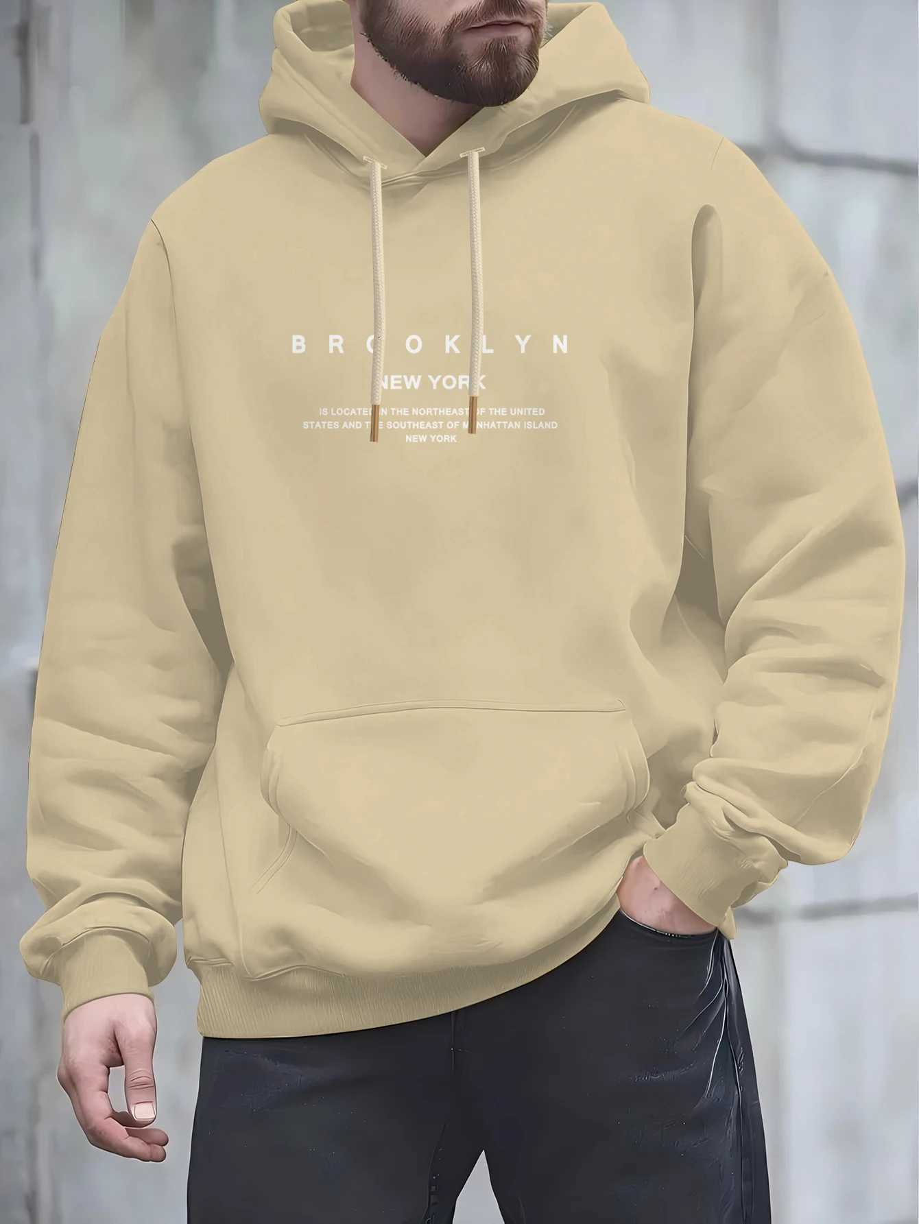 2025 autumn new mens hoodie BROOKLYN NEW YORK text printed adult casual long sleeved sweatshirt pullover W251021