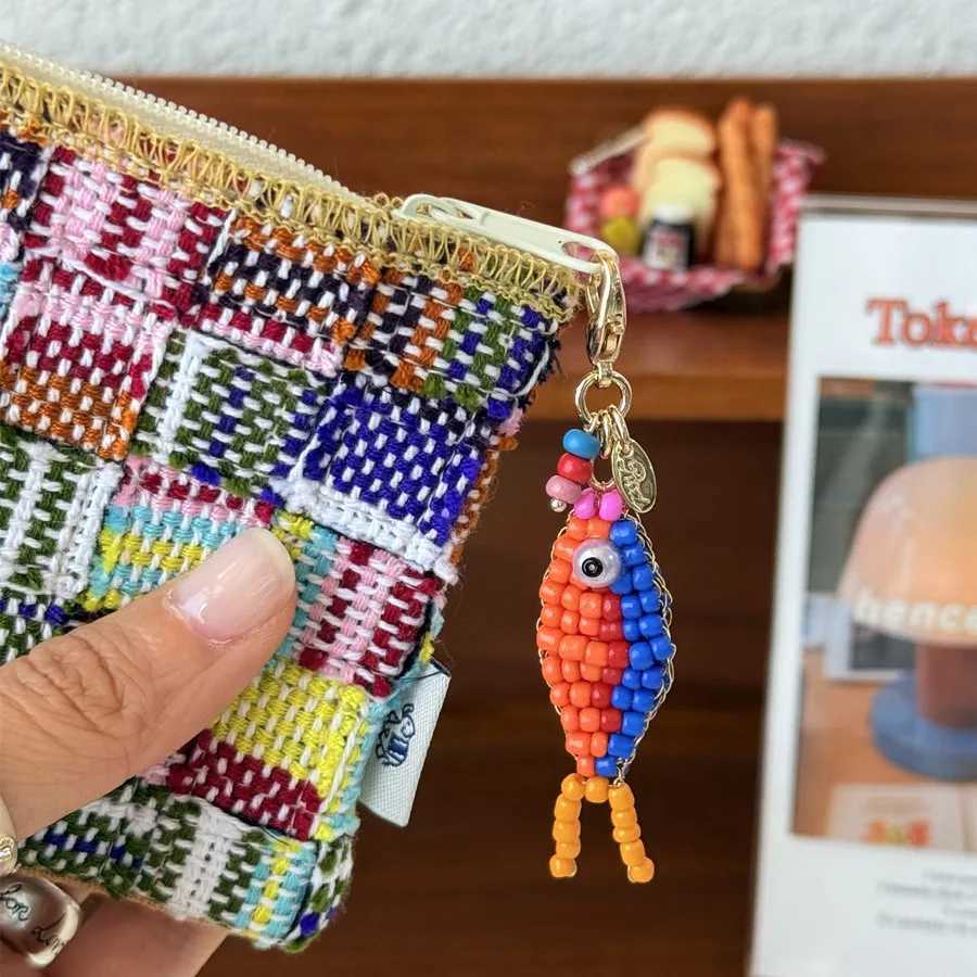 Cute Handmade Bead Fish Backpack Bag Zipper Pendant Hanging Decoration Girls Student Keychain Hangings DIY Accessories Ornaments J251121