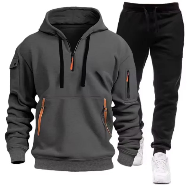 Men Tracksuit Casual Joggers Hooded Sportswear Jackets And Pants 2 Piece Sets Hip Hop Running Sports Suit SXXXL 251021