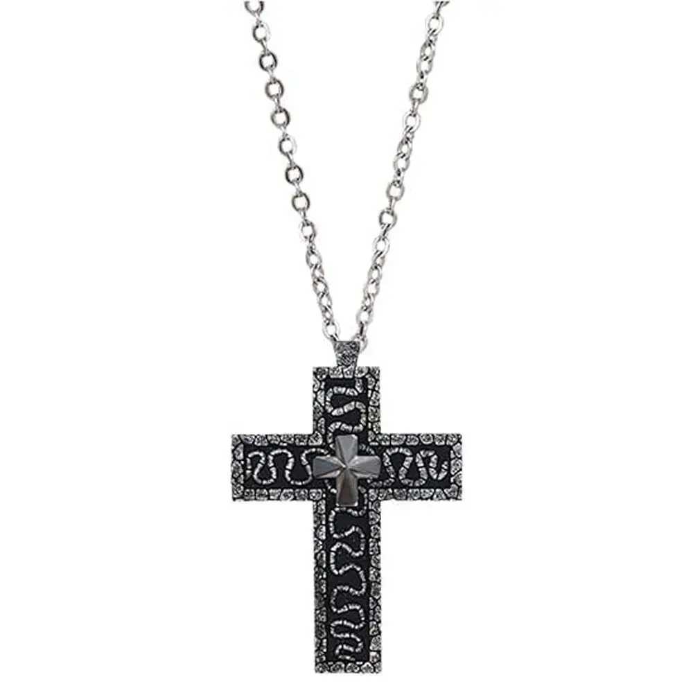 With Secret Compartment Cross Pendant Necklace Openable Stainless Steel Chain Pendant Necklace Vintage 3D Printed Charm Jewelry XJ250717