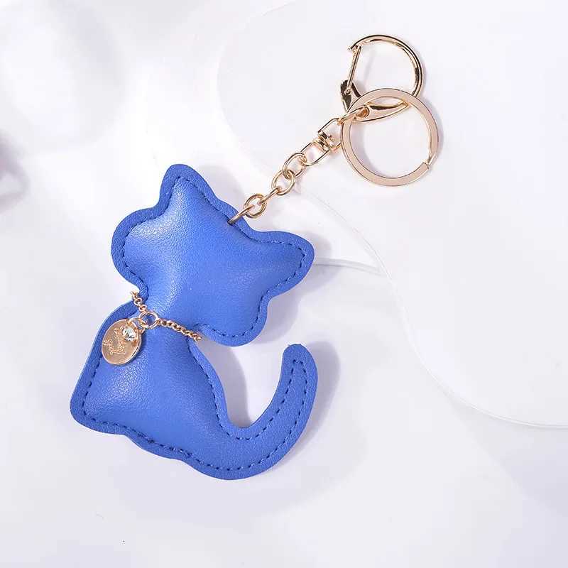 PU Leather Cute Cat Key Chain Fashion Kitten Shape Keychain Women Car Key Holder Home Key Ring Charm Bag Car Pendant Gift W251021