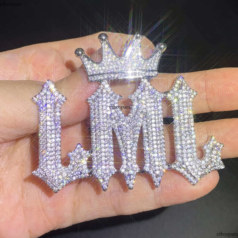 DIY Custom A-Z Burr Letters Name Pendant Necklace TopBling 5A Zircon Crown Clasp Jewelry
