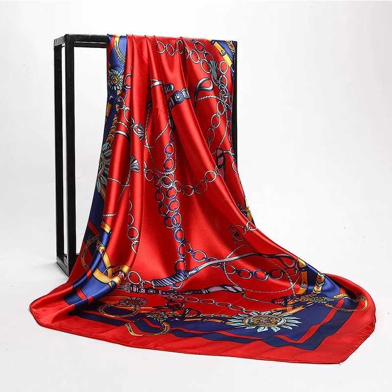 9090cm Wen Square Silk Scarf Luxury Brand Large Shawl Neckerchi Print band Fa Foard Bandana Wraps Hijab ScarvesW251021