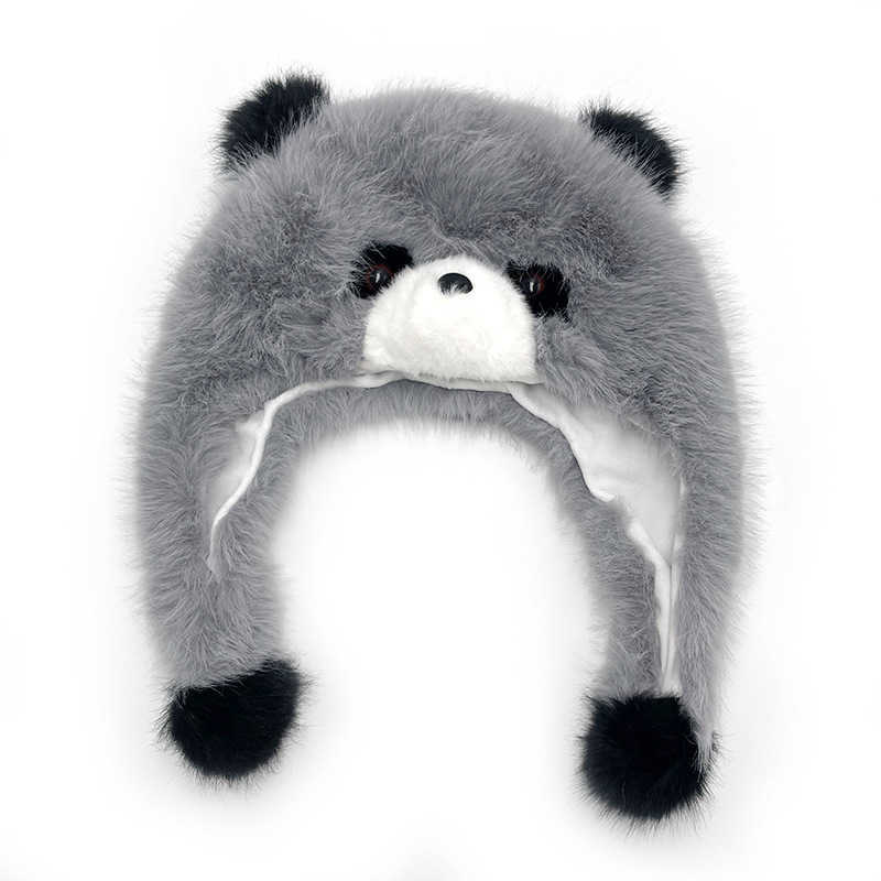 Winter Doublelayer Thickened Panda Plush Hat Adult Ear Protection Hat Imitation Fox Fur Coldproof Warm Feng Hat for Women H251020