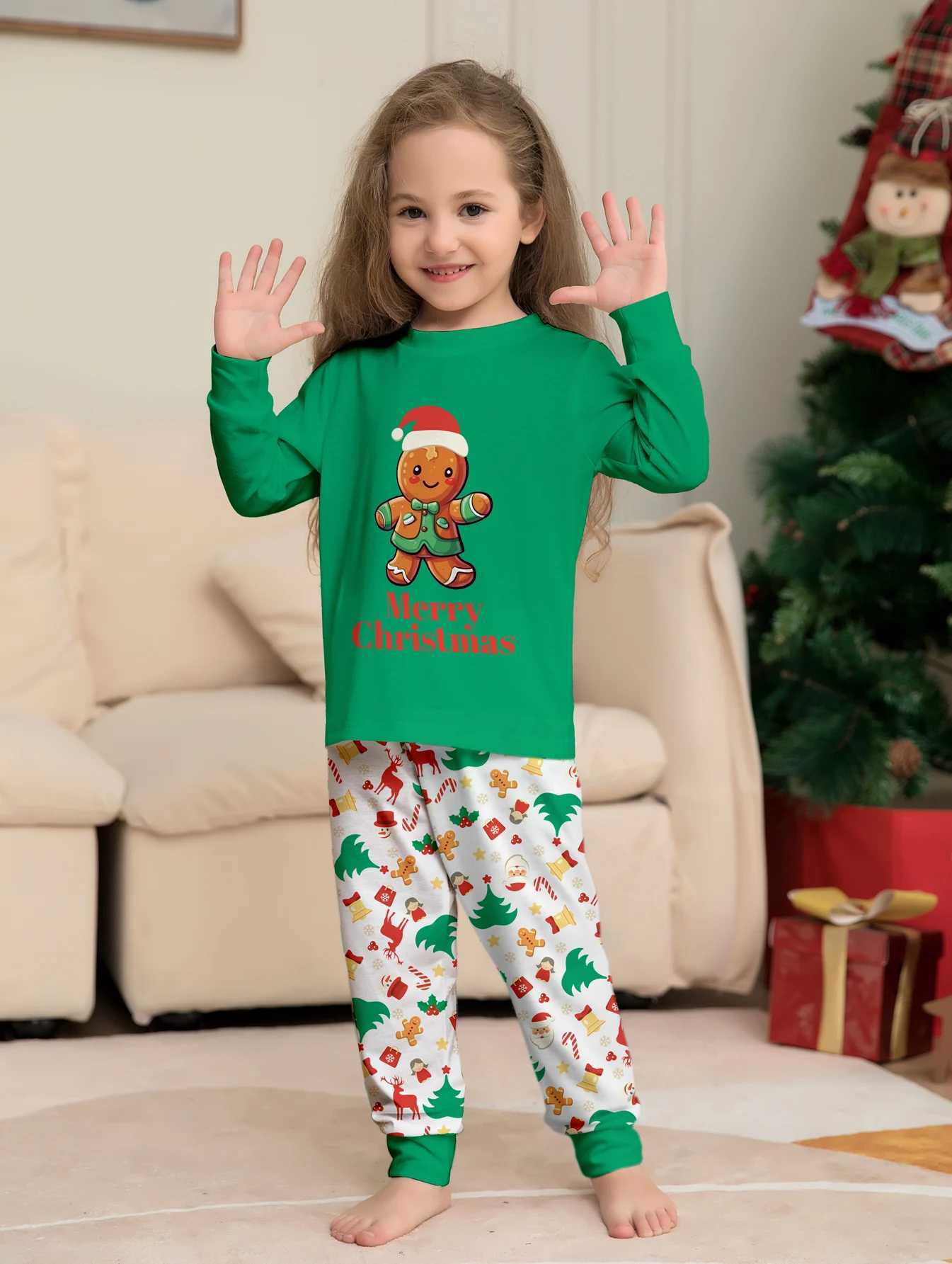 Family Matching Christmas Pajamas Set with Gingerbread Man Festive Print Cozy Xmas Loungewear L251021HB0H