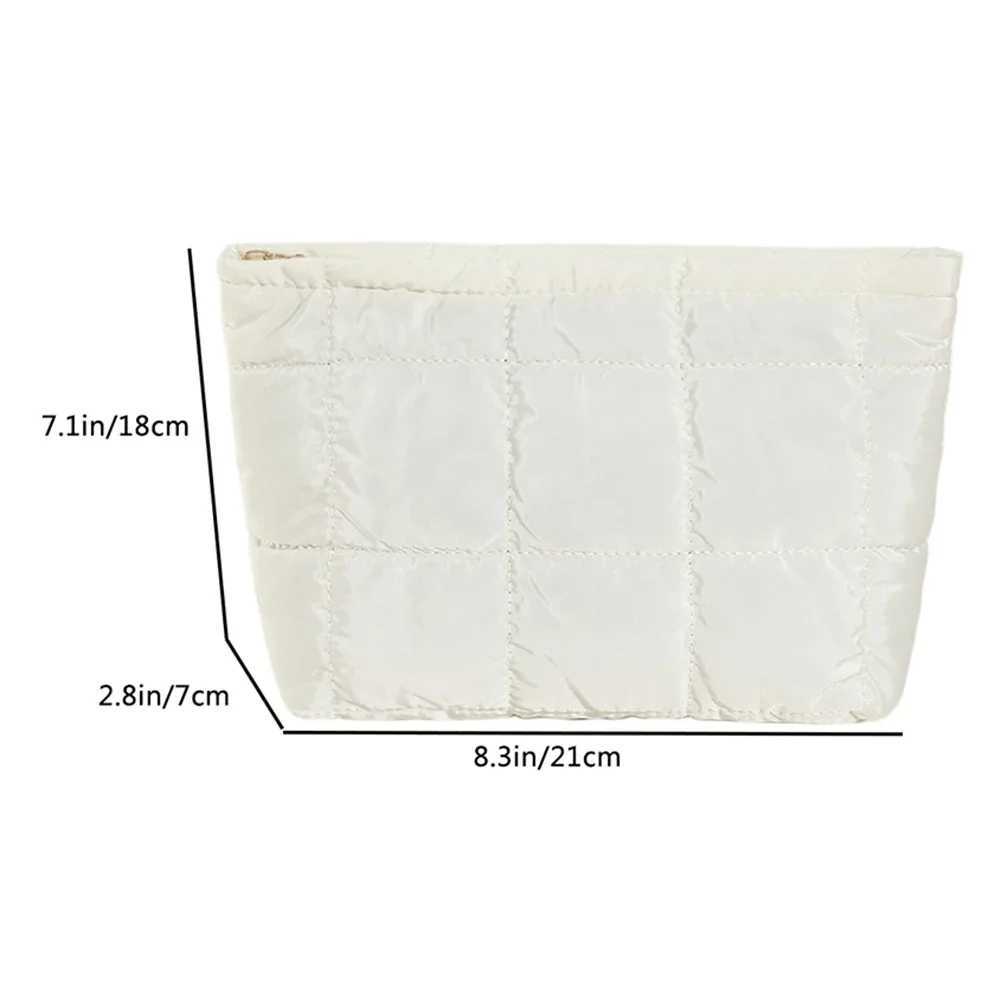 Women Cosmetic Bag Padded Quilted Makeup Storage Bag Large Capacity Makeup Organizer Bags Solid Color Travel Cosmetic BagsW251021