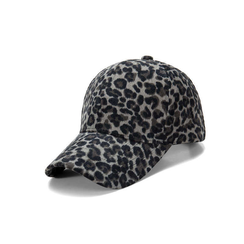 Corduroy Baseball Cap Leopard Print Women Simple Fashion Versatile Duckbill Cap Outdoor Sports Sun Hat H251020