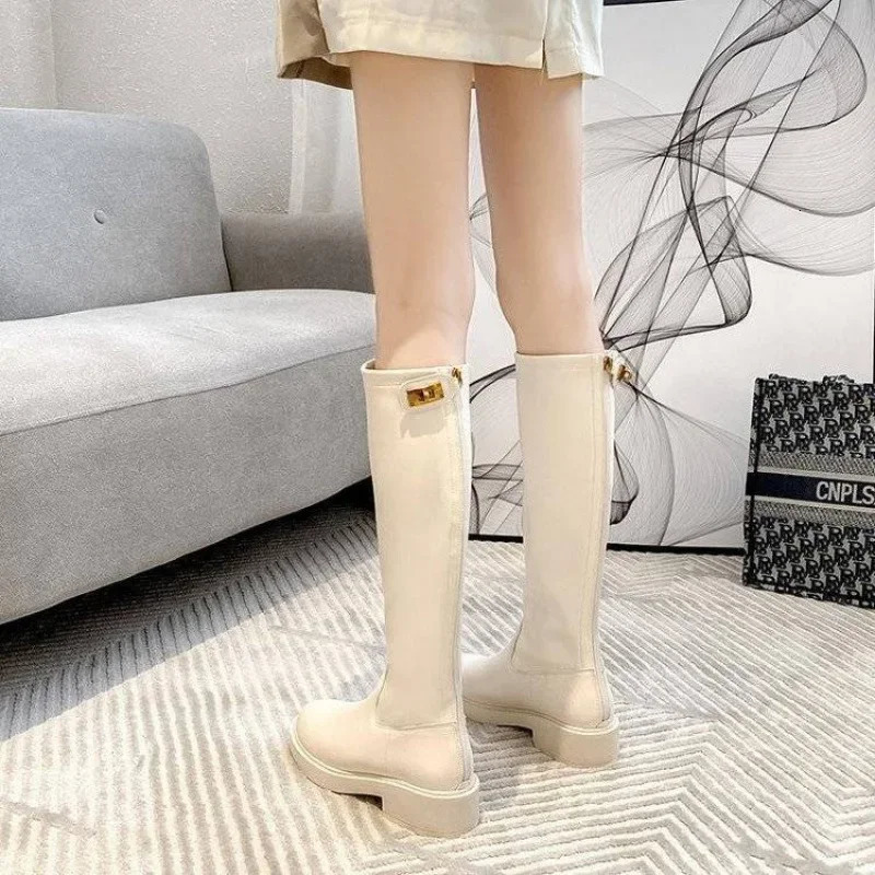 Soft Leather over Knee High Boots Womens Flat Knight Boots Slimming High Tube Boots Back Zipper Long Boots Horse Boots 251017