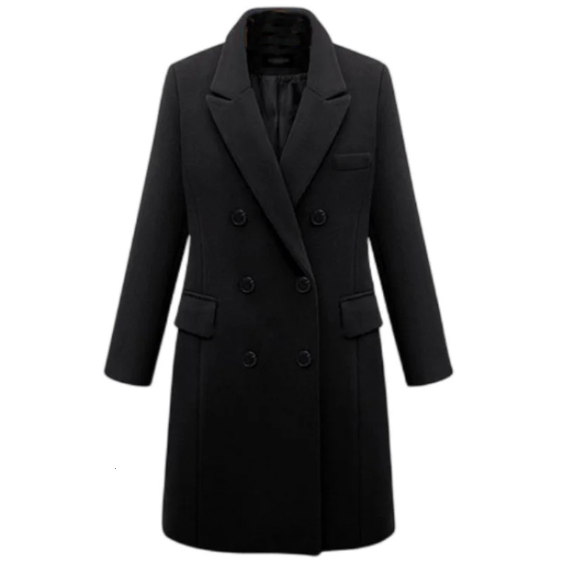 Officewear Casual Women Jackets Fashion Ladies Wool Loose Outwear Elegant Lapel Solid Doublebreasted Coats For Autumn Winter 251021