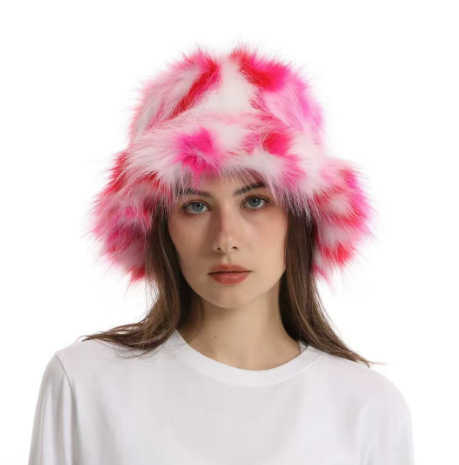 Plush Fisherman Hat for Women Winter Imitation Fox Fur Colorful Fashionable Warm Faux Fur Hat H251020