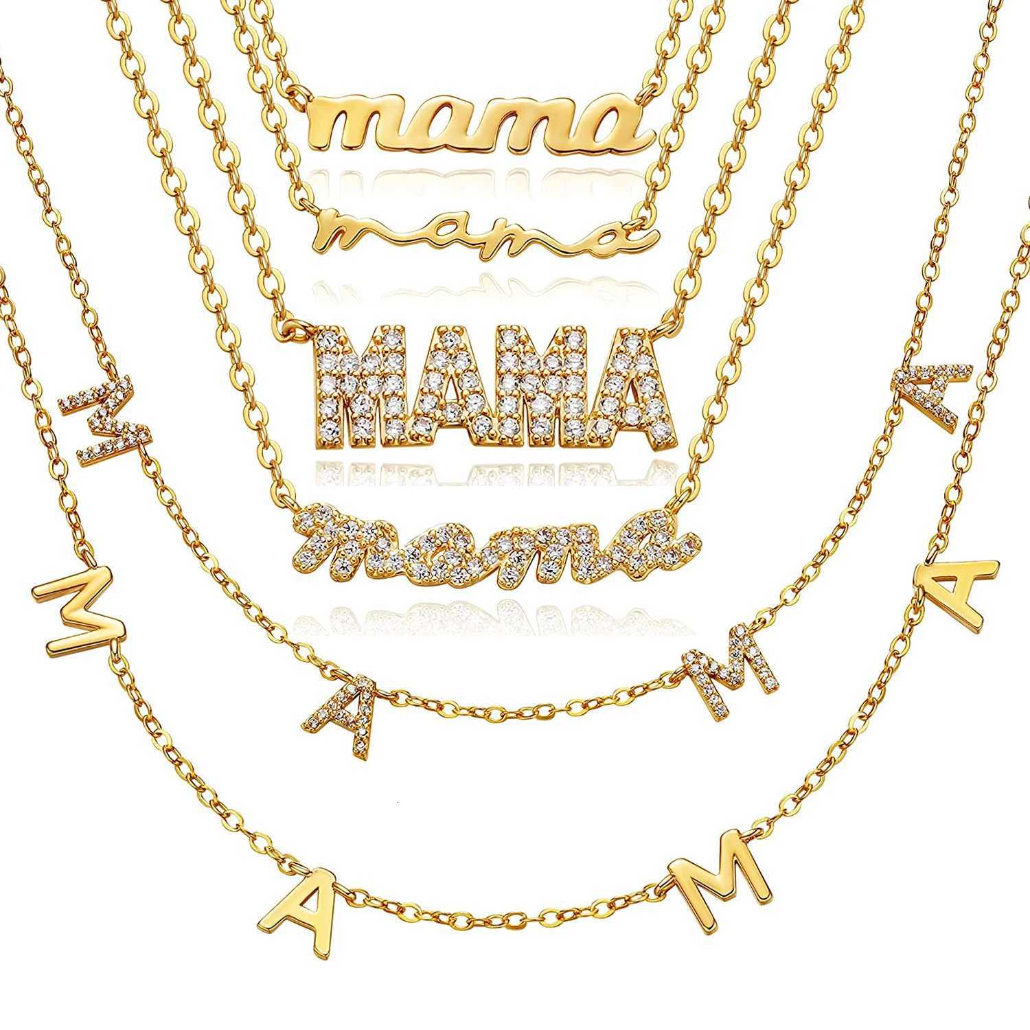 GD Wholesale Elegant Gift Tarnish Free Jewelry mother day 18k Gold Plated Stainless Steel initial Mama Chain Necklace ChokerXJ251018