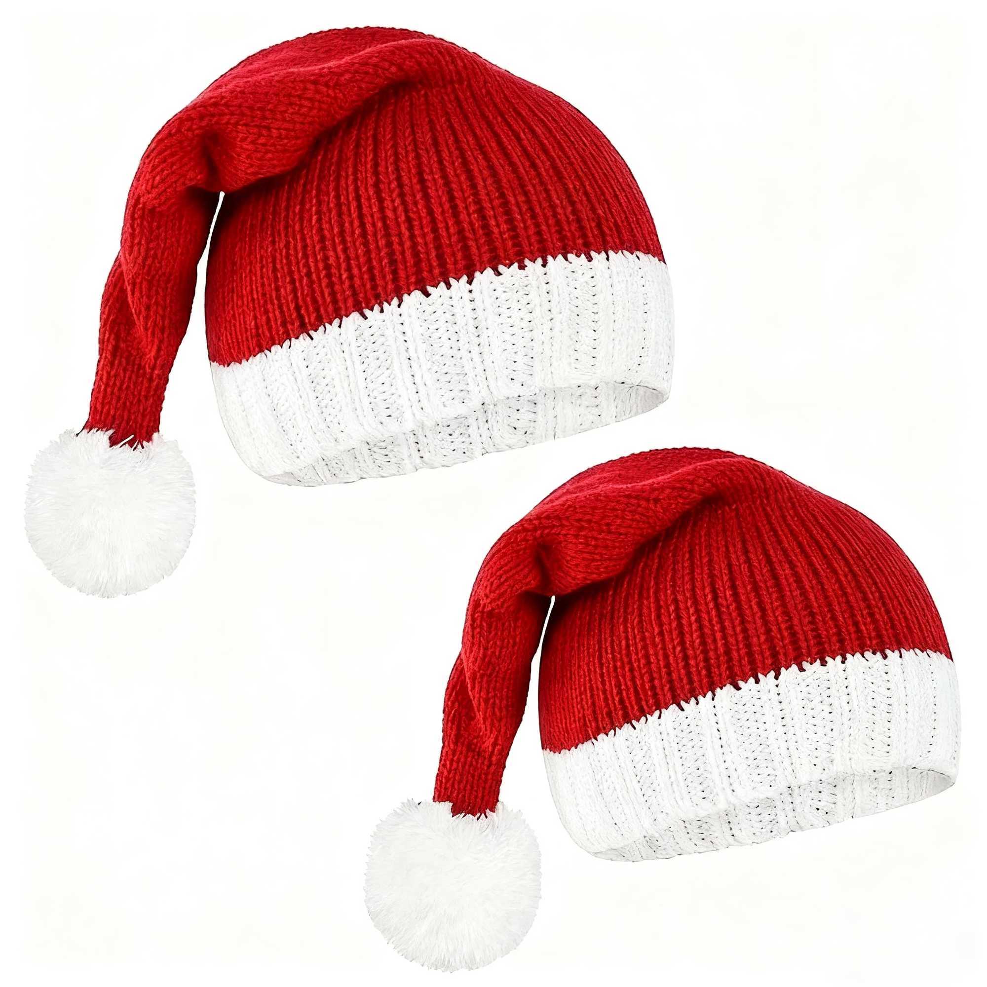 Christmas Santa Claus Costume for AdultsKids Knit Gloves Santa Hat for WomenGirls Beanie Hat and Mitten Set for AdultsKid J251021