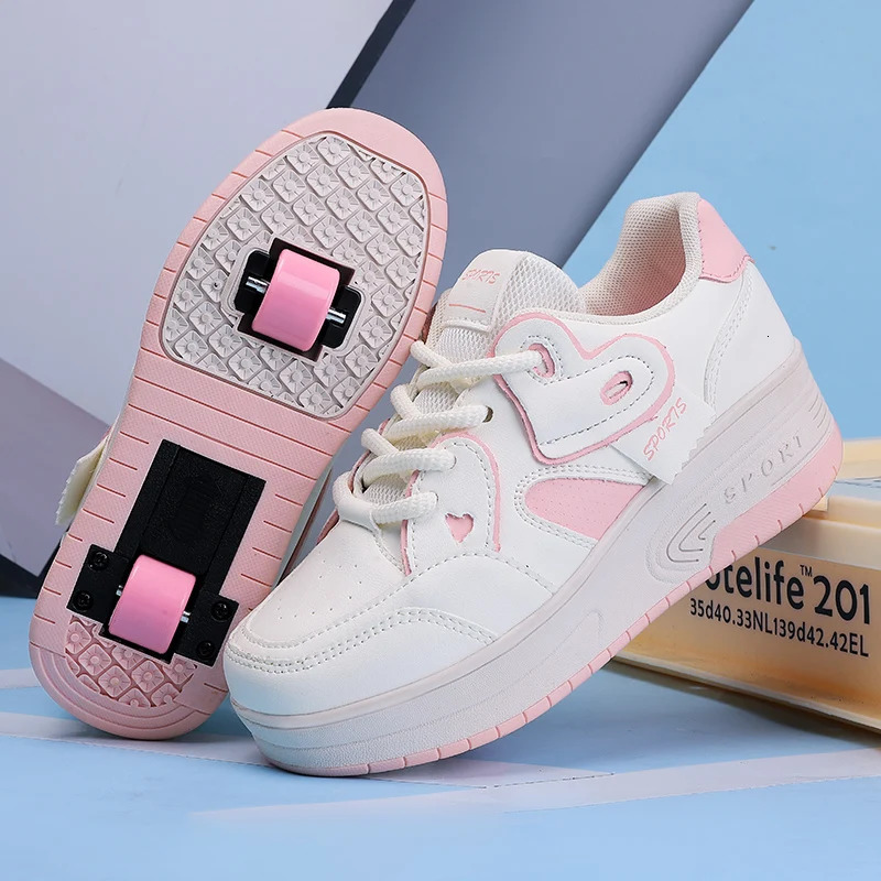 Laceup breathable walking shoes Girls twowheeled retractable sports roller skates for female students outdoors 251014