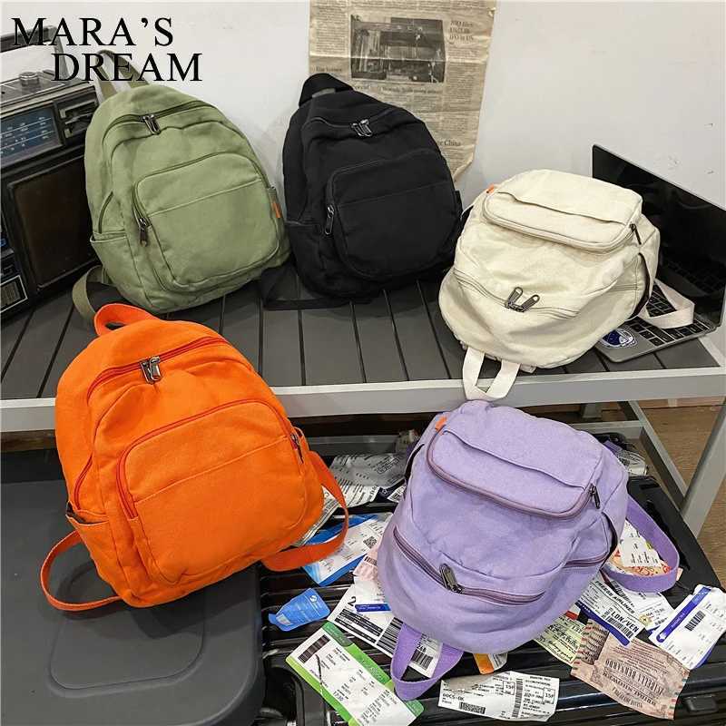 Mara Dream Canvas Women Backpack Vintage Small School Backpacks Women Zipper Travel Bagpack Female Solid Casual Schoolbag TravelW251020