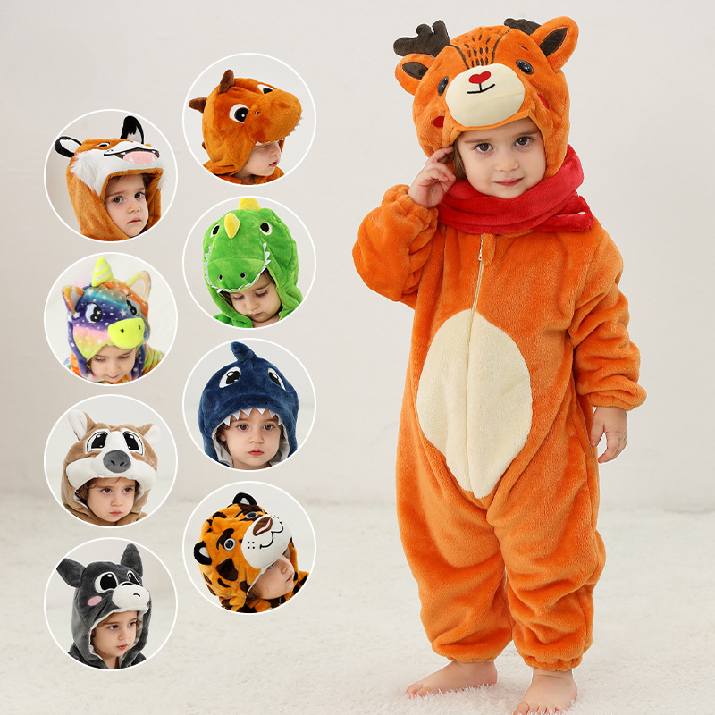 New best-selling flannel jumpsuit baby sleepwear designer A-level flannel animal jumpsuit