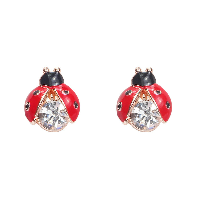 Designer earrings diamond earrings Retro fashion cute seven star ladybug earrings with a niche design sense free shipping