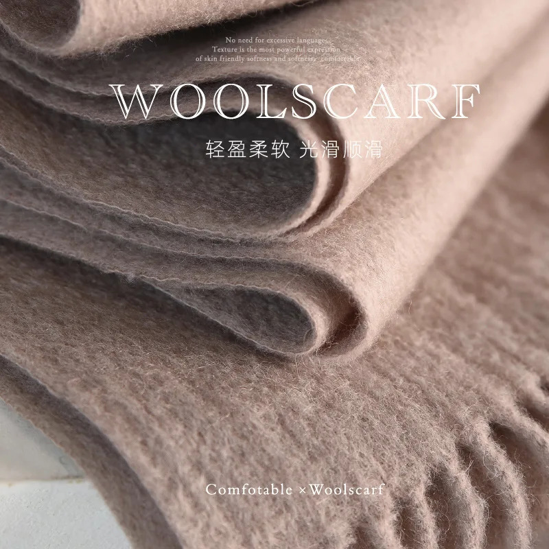 100 Wool Scarf Wholesale Solid Color Scarf for Women Versatile Autumn and Winter Scarf Thicken Warm Shawl Simple Tassel Scarves 251016