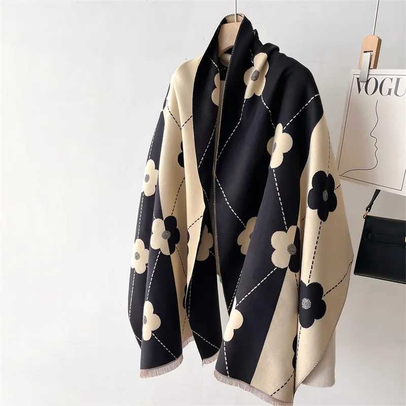 Luxury Brand Cashmere Women Floral Scarf Winter Warm Shawl and Wrap Bandana Pashmina Female Foulard Square Thick Blanket Poncho W251021