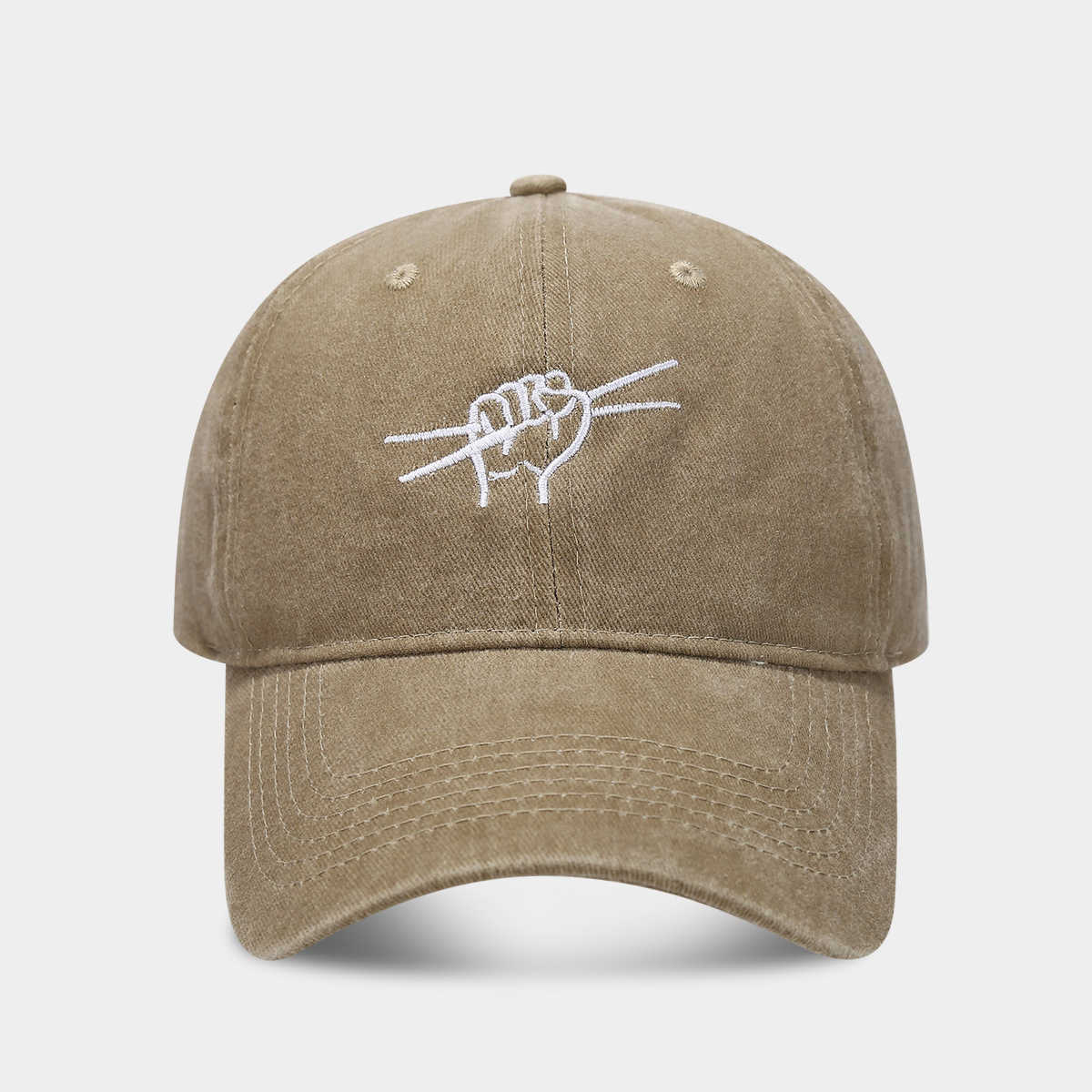 Hiphop Style Drumming Gesture Embroidered Soft Top Baseball Cap for Men and Women Washed Personalized Duckbill Cap Trendy Versatile H251020