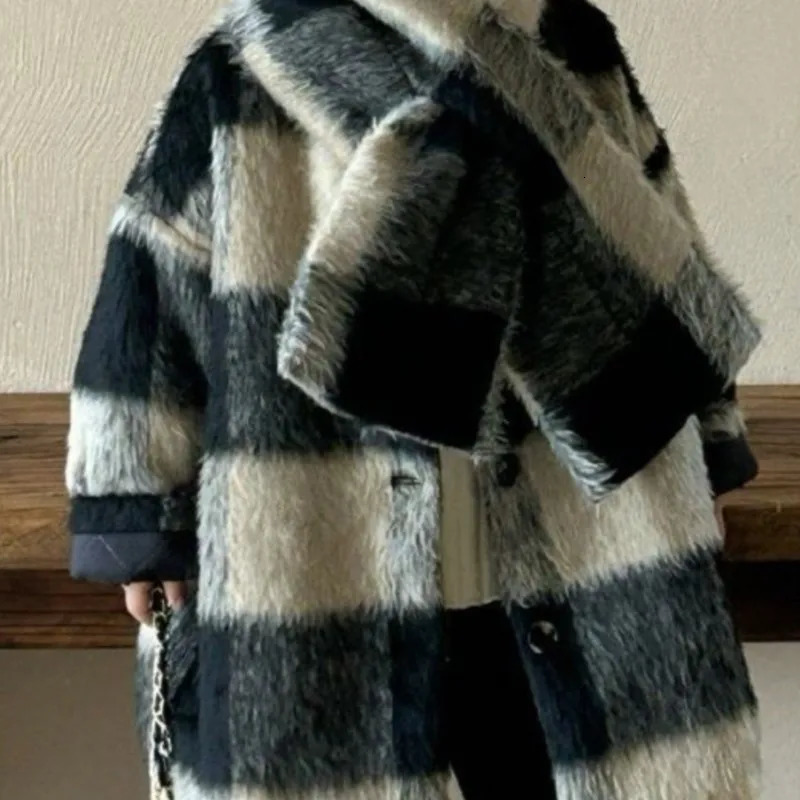 Baby Girl Princess Woolen Plaid Coat With Scarf Inafnt Toddler Child Winter Cotton Padded Outwear Thick Warm Baby Clothes 110Y 251017