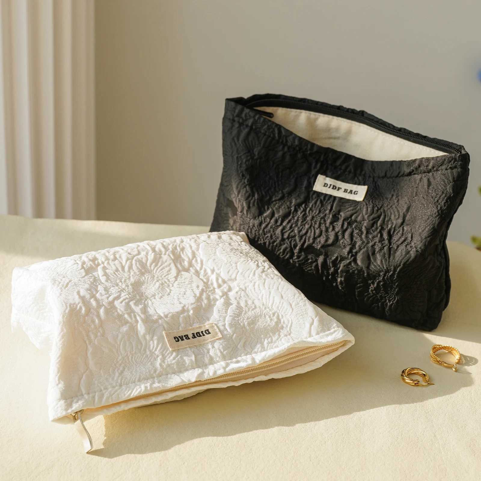 Rose embossed womens cosmetic bag large capacity cosmetics storage bag portable coin purse toiletry bag travel liner bagW251021