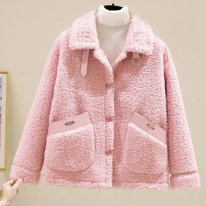 Lamb Fur Short Jacket Womens Of The Season Autumn Winter Korean Style Integrated Particle Fleece Compact Size Vers 251021