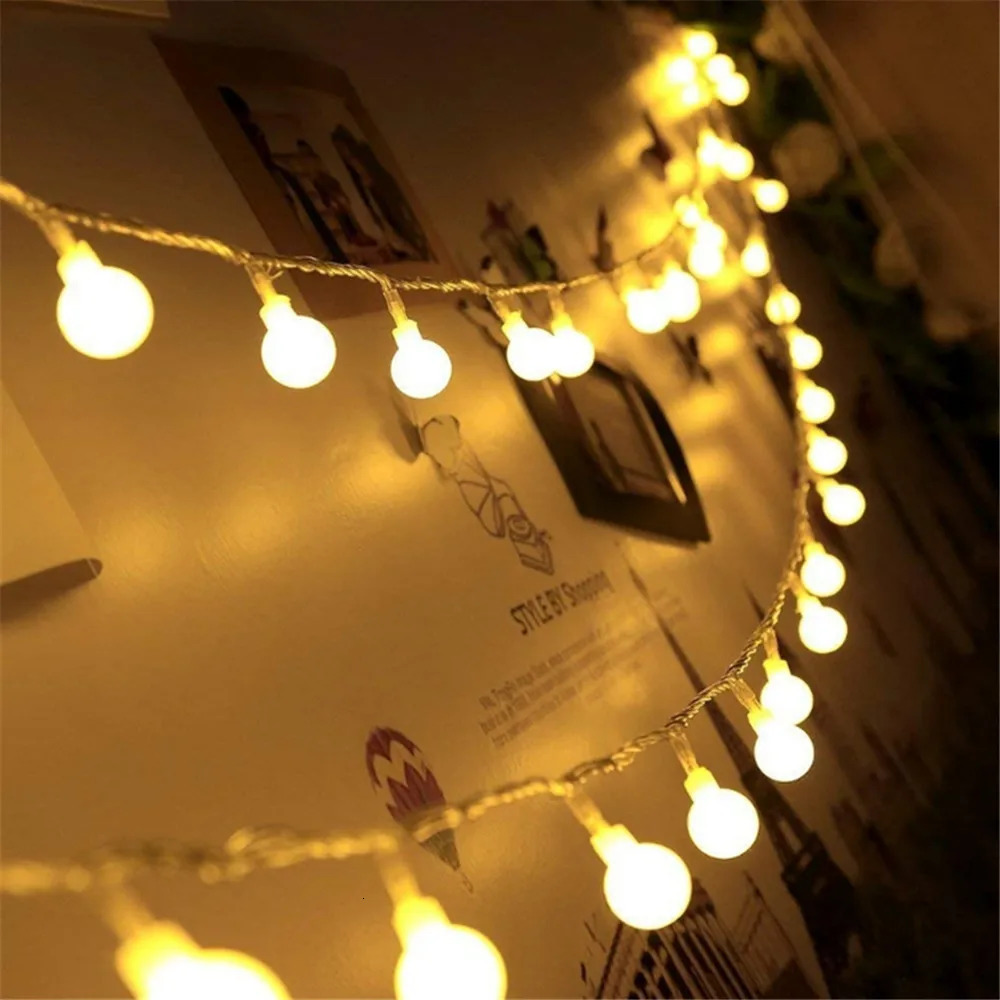 6M 10M USB Power 204080Ball LED String Lights Garland Lights Outdoor Lamp Wedding Garden Fairy Lights Christmas Decoration 251021