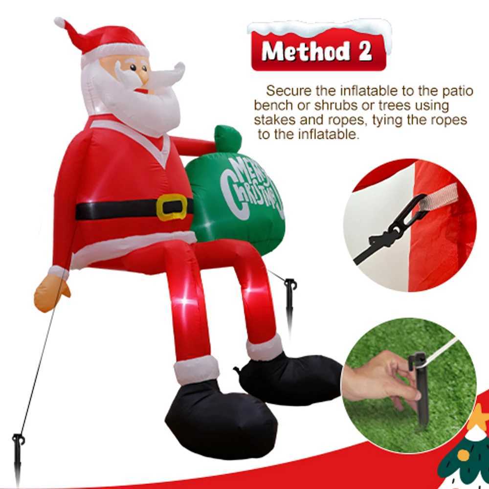8FT Inflatables Christmas Hold Present Bag Outdoor Decorations Climbing Santa Claus Inflatable Christmas Home Yard DecorationsXJ251021
