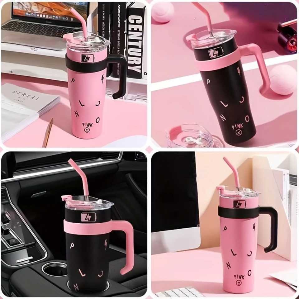 304 Stainless Steel Large Capacity Vacuum Cup With Straw Y251021