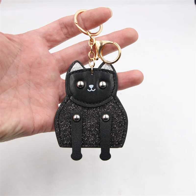 Fashion Punk French Bulldog Keychain PU Leather Dog Keychains for Women Bag Pendant Jewelry Trinket Mens Car Key Ring Key Chain W251021