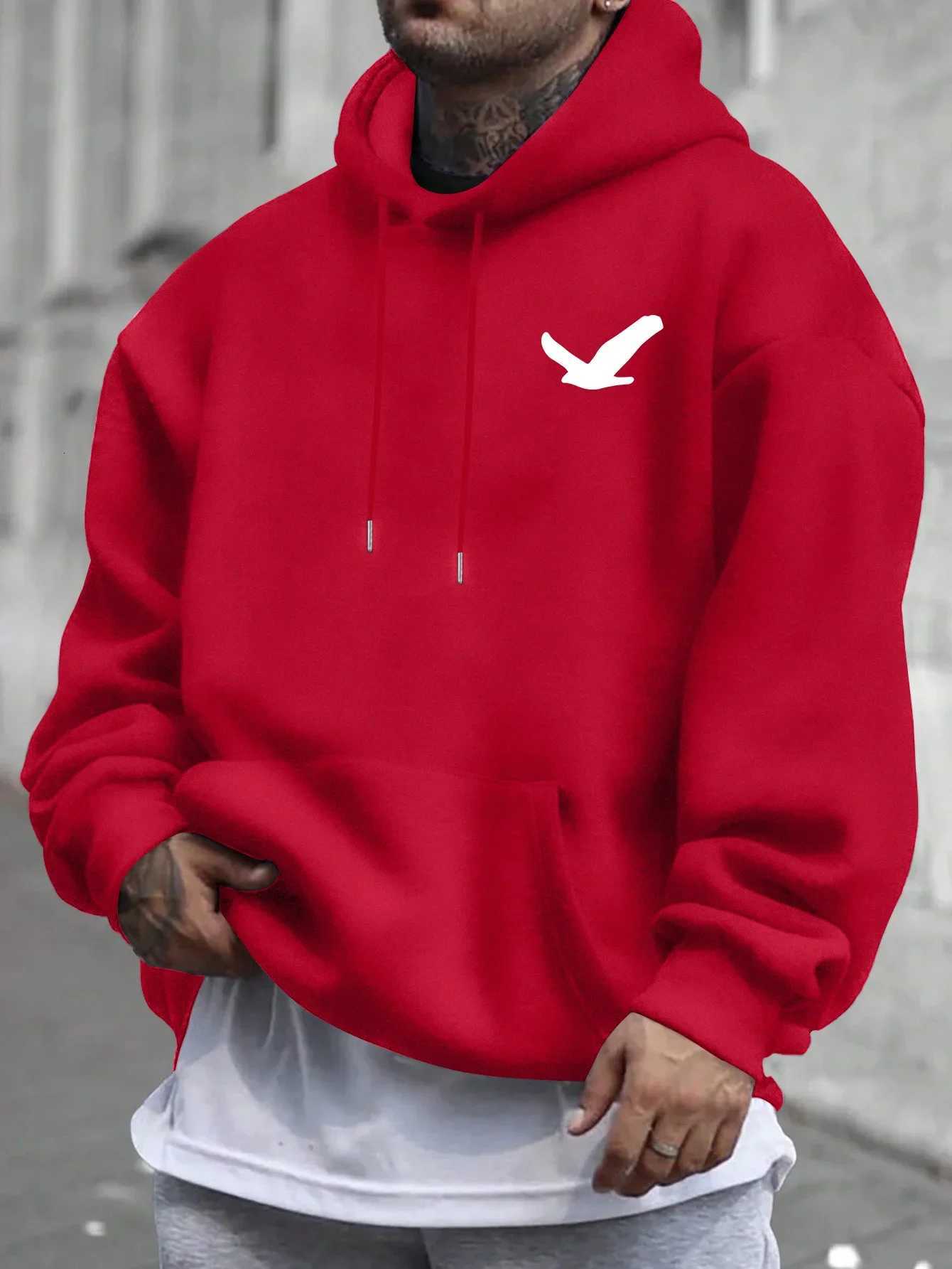 Mens Street Casual Hoodie with Printed Kangaroo Pockets A Fashionable Comfortable and Warm Outdoor Sweater Forautumn and Winter W251021