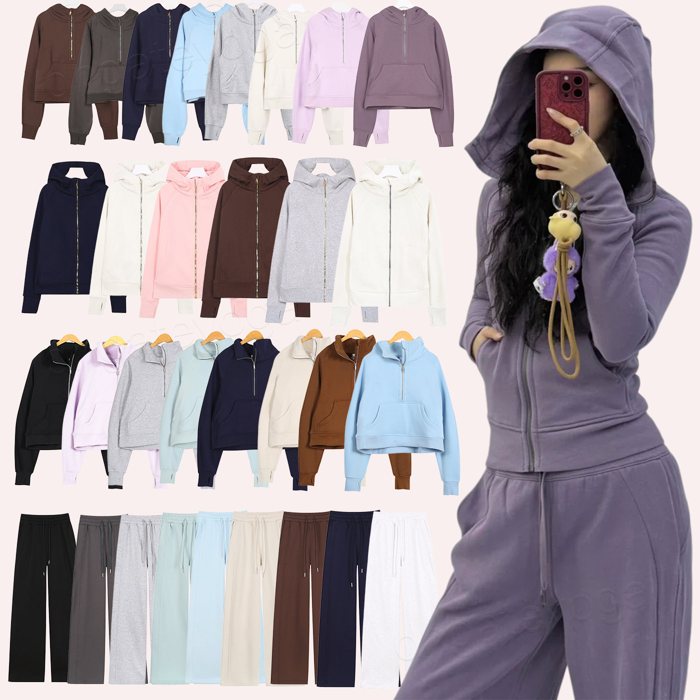 Hoodie women workout hoodies gym yoga sets Full Zip gold Zip Hoodie Sweatshirt Women Yoga Sweatshirt Pants Sportswear Thermal Sweatshirt