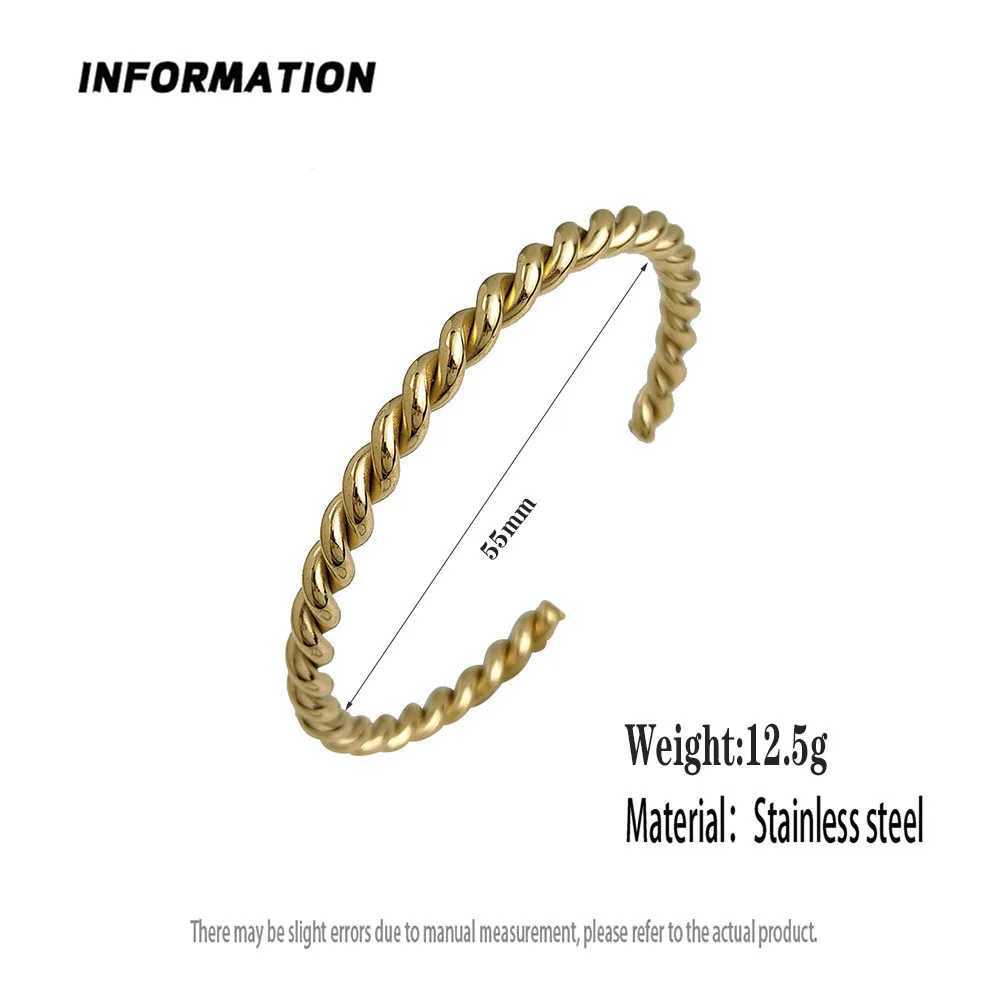 Doublelayer wirewrapped stainless steel goldplated 18K bracelet highquality waterproof silver jewelry gift for couples J251021