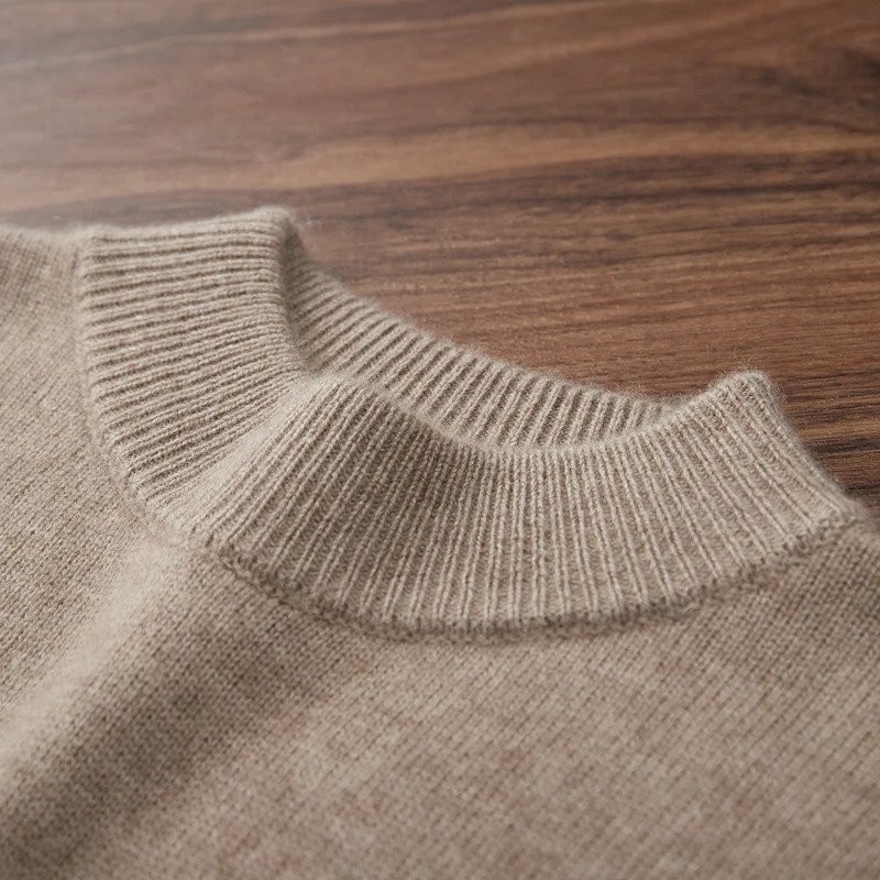 High Quality Autumn Winter Men 100 Cashmere Sweater Simple Classic Half High Neck Man Pullover Shirt Knit Thick Warm Tops 251020