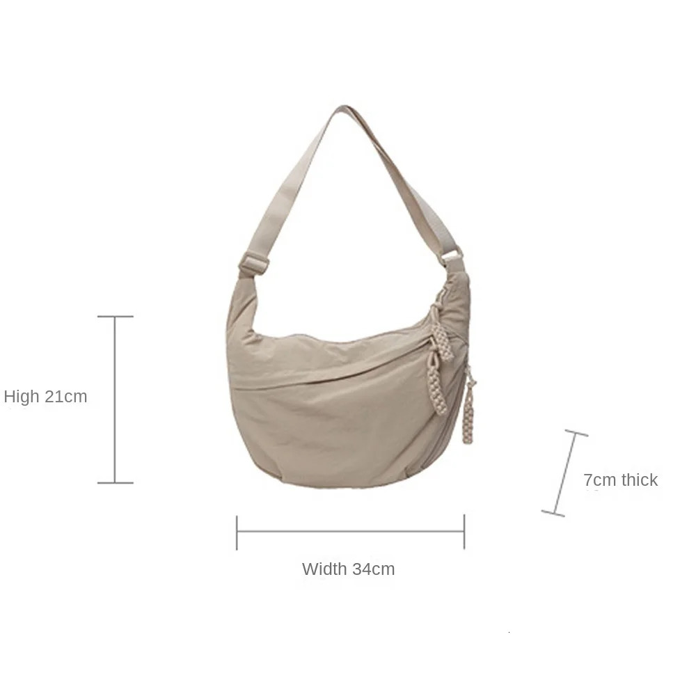 Canvas Crossbody Bags Large Capacity Korean Simplified Shoulder Bag Lightweight Solid Color Dumpling Bag Travel 251021