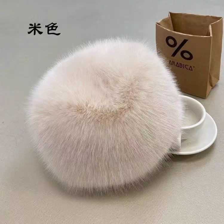 New Winter Hat Imitation Fur Fox Fur Plush Bucket Hat Thickened Warm Ear Protection Fairy Hat H251020