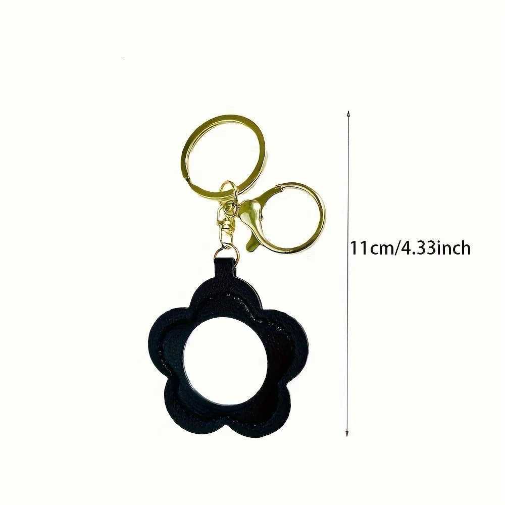 6pcs Floral Faux Leather Cute Keychain Mirrors Makeup Accessories Portable Makeup Keychain Accessories Key Chains for Women W251021